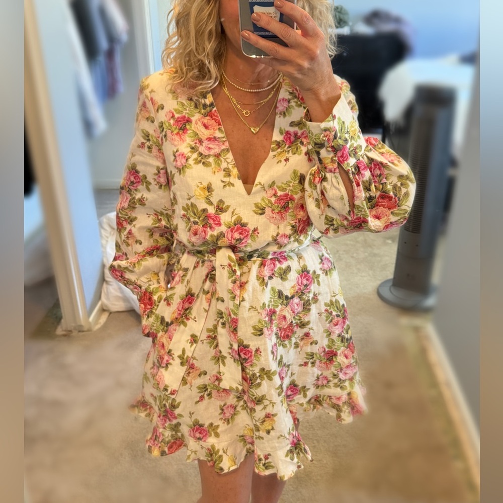 Zimmermann pink floral mink dress